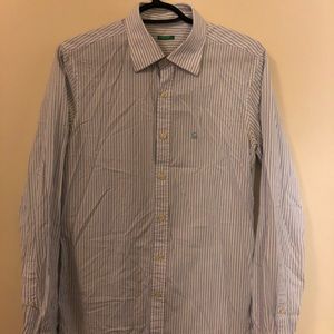 Men’s dress shirt white with blue stripes slim fit